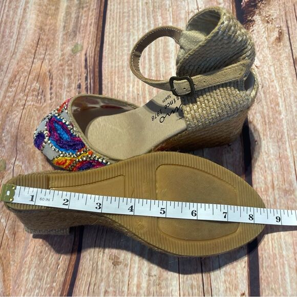 Gaimo sandals Size38 wedge heel embroidered hippie boho style Preowned - Picture 10 of 11